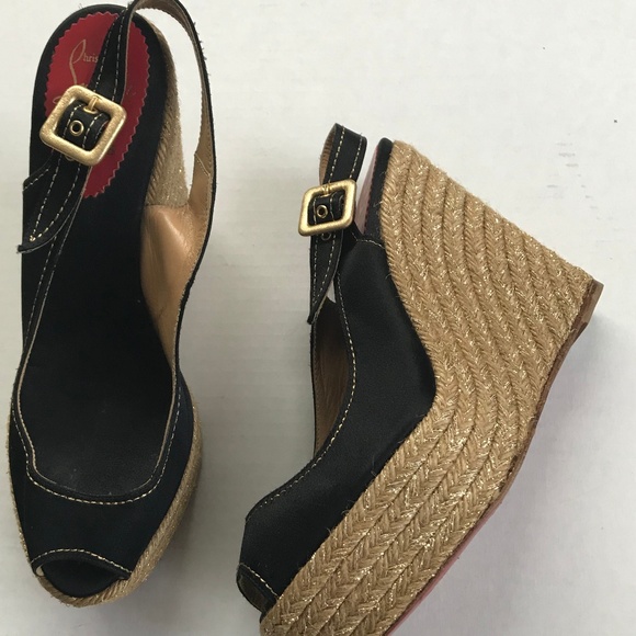 Christian Louboutin Shoes - FLAT Christian Louboutin Blk Wedge Heels Shoes 40